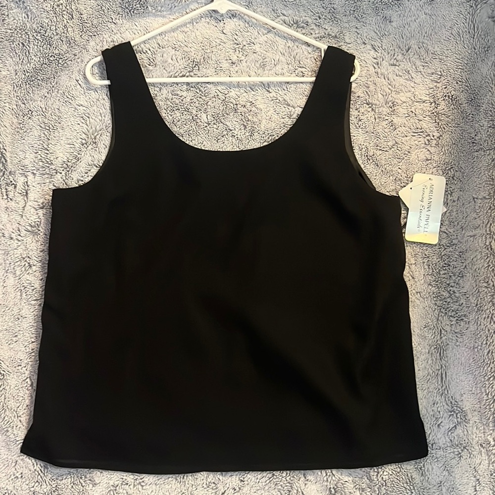 NWT Adrianna Papéll, Black Georgette Camisol, Slit/Cut Sides!